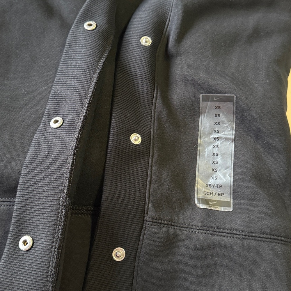 Nike Black Cropped Bomber Jacket with White Swoosh - Picture 6 of 6